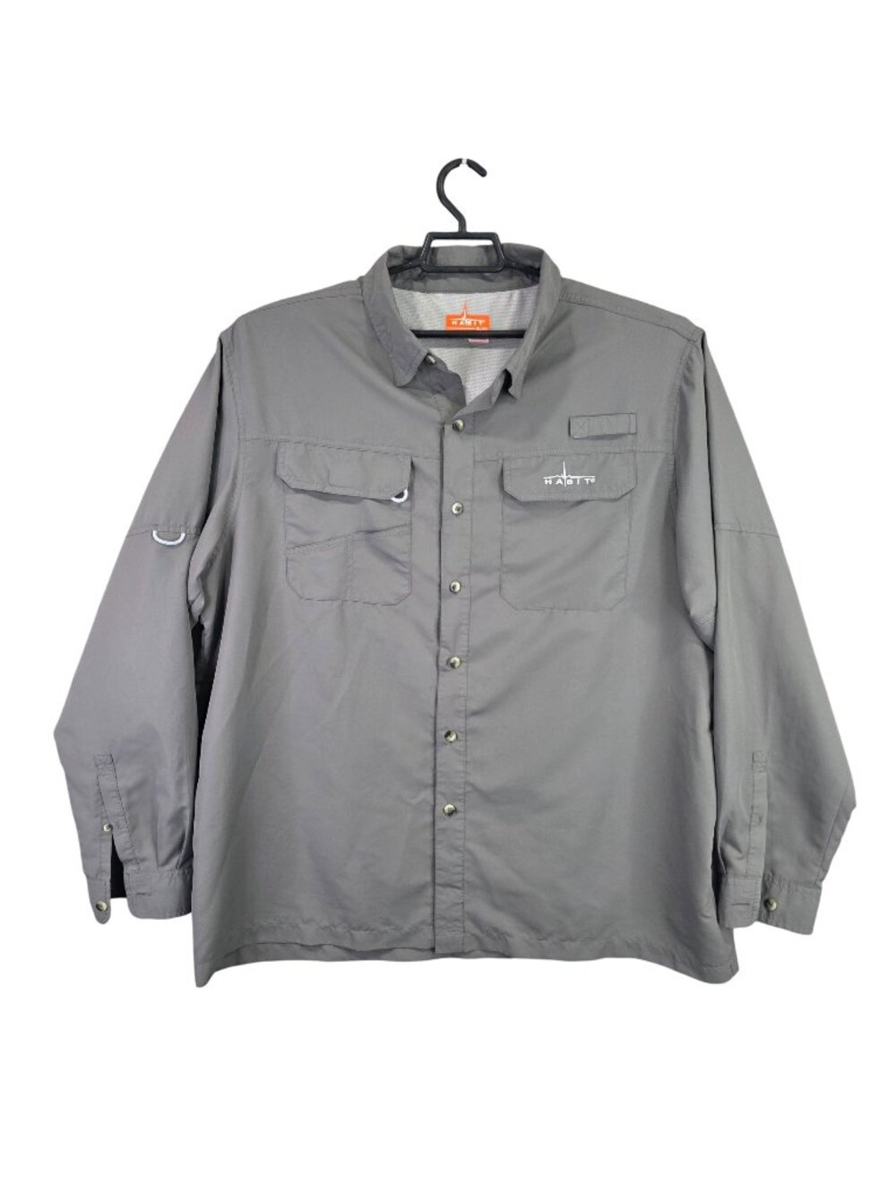 Mens Habit Gray Vented Fishing Button Up Shirt Long Sleeve Polyester Size XL